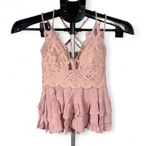 ZENANA Pink Lace Top, Free People Style Top, Size S